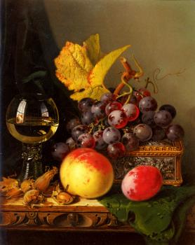 愛德華 拉德爾 Still Life of Black Grapes